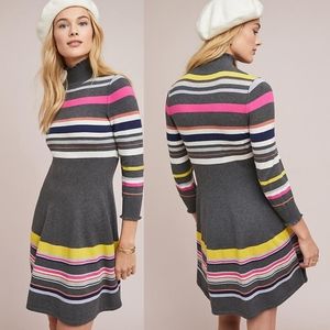 Anthropologie Striped Turtleneck Sweater Dress
